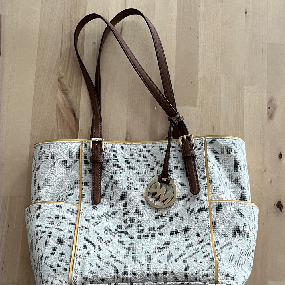 Michael Kors Cream and Brown Signature Tote